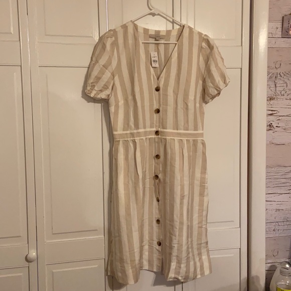 NWT LOFT stripe puffed sleeve button down dress - Picture 6 of 10